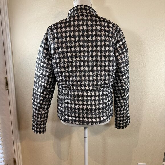 Land's End Black and White Dragon Tooth Down Filled Puffer jacket, size M, 10-12 - Picture 8 of 9